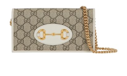 GG Horsebit 1955 Wallet On Chain, &pound;550, Handbags, Beige/Cream, Coated Canvas/Leather, Front view